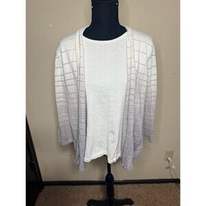 Alfred Dunner Ombré Women’s Large Layered Top Cardigan Blouse Striped Career